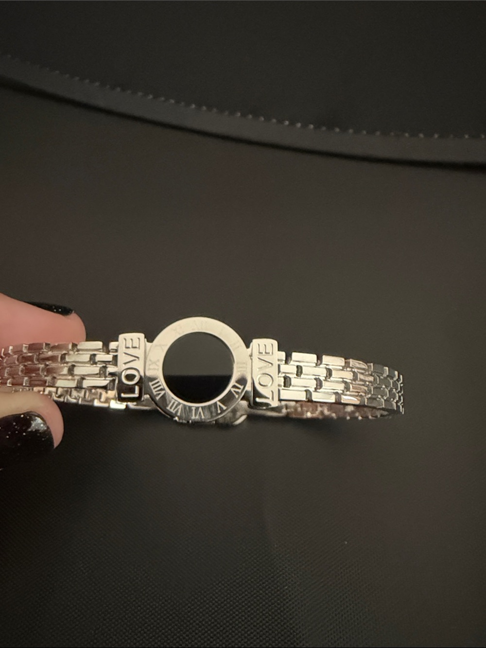 Silver 'LOVE' Circle Link Bracelet